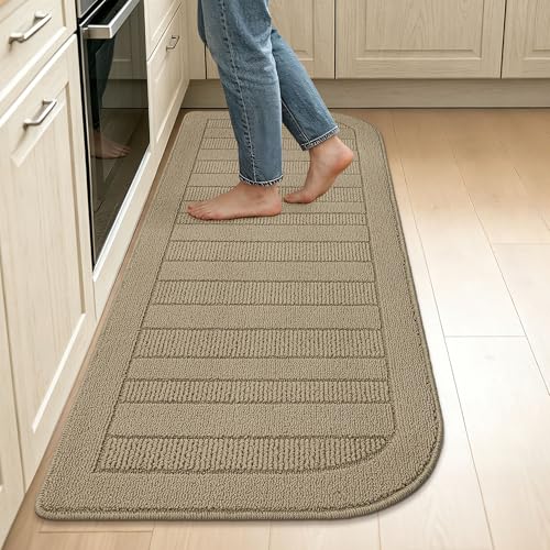 24x60 in Kitchen Rugs Non Slip Washable Kitchen Runner Rug (2' x 5' (Semicircular) / Beige)