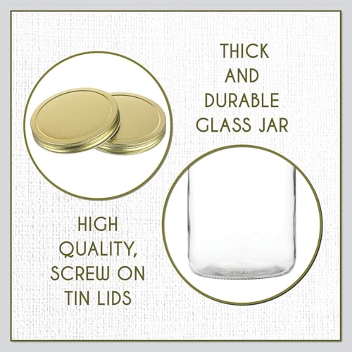 Set of 3 One Gallon Large Glass Jar with Lid (Gold Lid / 1 Gallon)