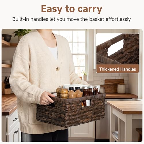 Wicker Storage Baskets (Brown (Water Hyacinth) / 15"L x 11"W x 6¾"H)