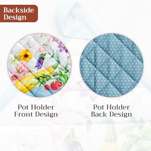 Pot Holders 100% Cotton Potholders (042 - Giverny / 8" x 8" (Pot Holder Pack of 2))
