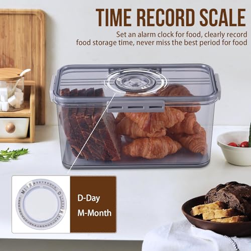 2Pcs Bread Box Bread Boxes for Kitchen Counter Airtight (Grey)