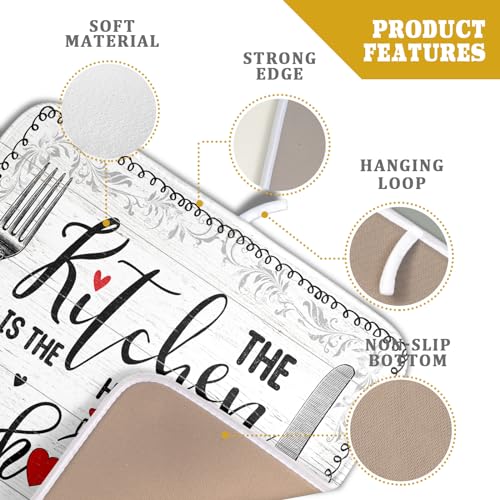 White Kitchen Dish Drying Mat 16x18 Inch Knife Fork Dish Drainer Rack Mats Microfiber Absorbent Protector for Kitchen Countertop Decor (home kitchen / 16" x 18")