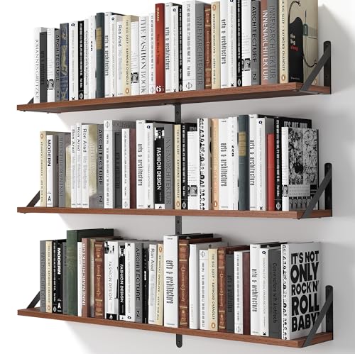 Floating Shelves for Wall (Walnut / 35.43"W x 5.9"D x 5.4"H,Set of 3)
