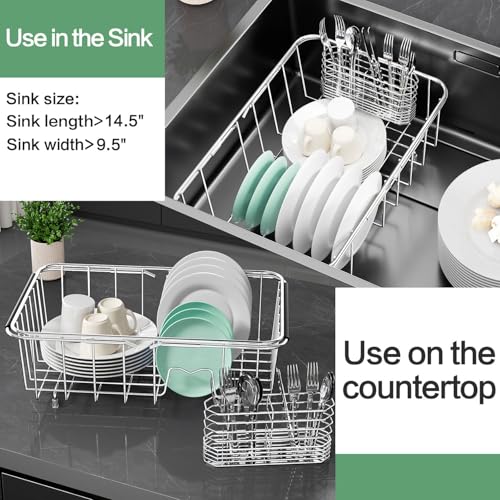 Small Dish Drainer Rack in Sink Adjustable