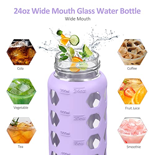 24oz Glass Water Bottle (Purple / 24 Ounces)