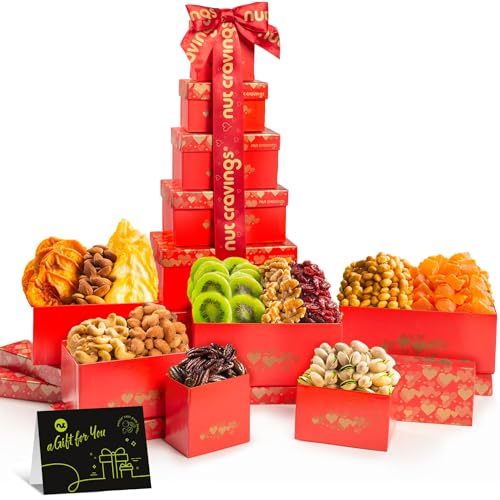 Dried Fruit & Mixed Nuts Gift Basket (2. Heart - 6 Tier Tower)