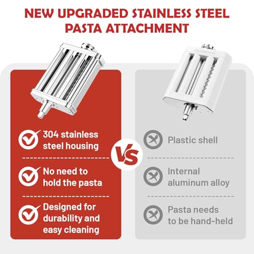 Pasta Attachment for KitchenAid Stand Mixer (Silver)