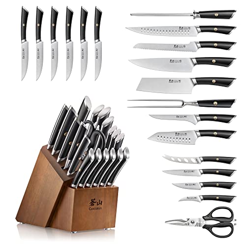 ELBERT Series German Steel Forged Knife Block Sets (20-Piece / Black)