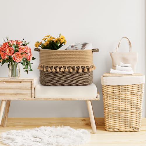 Set of 2 Baskets for Organizing (Black & Jute / 2 Pack)