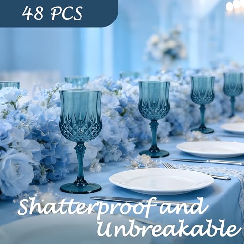 48Pack Plastic Wine Glasses (Navy Blue)