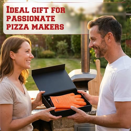 XL Silicone Pizza Oven Gloves Heat Resistant Oven Mitts (Torch Orange / X-Large)