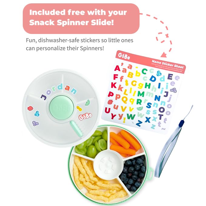 Kids Small Snack Spinner Slide Bundle with Hand Strap and Sticker Sheet (Taro Purple / Small - Slide)