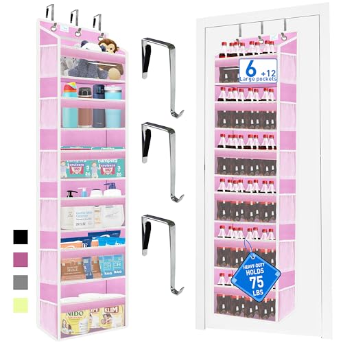 Over the Door Organizer Storage 6 Tier (over door organizer-Pink)