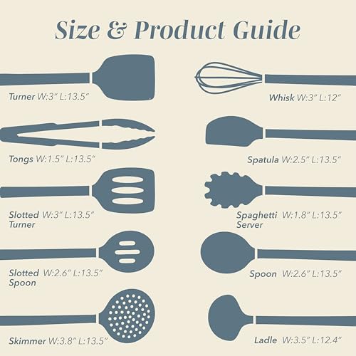 Silicone Cooking Utensils (Blue and White / 10 Pieces)