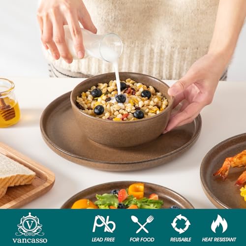 Plates and Bowls Sets (Muted Brown / 24 Pcs (Service for 8))