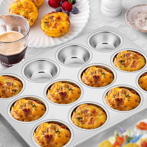 Stainless Steel Muffin Cupcake Pan 12 Cups (2.5 Count)