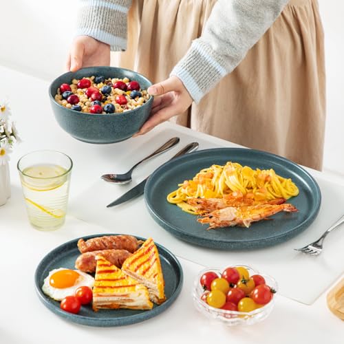 Plates and Bowls Sets (Smoky Teal / 18 Pcs (Service for 6))