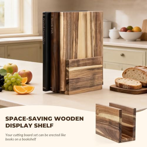 Book Cutting Board Set with Stand (13.8"L x 13.8"W)