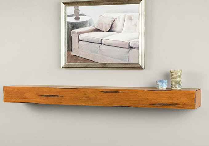 MANTELSDIRECT Breckenridge 48” Fireplace Mantel Shelf with Corbels – Rustic Floating Mantel Shelf for Over Fireplace – Chestnut - Wood Shelf for Wall – Pine Box Construction