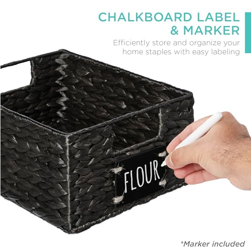 Set of 4 9x12in Water Hyacinth Pantry Baskets (9x12x5in / Black)