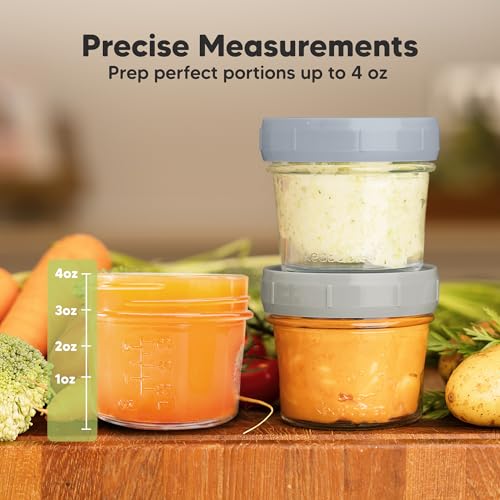 6pk 4oz Glass Baby Food Containers with Lids (6-pk 4 Ounce / Slate)