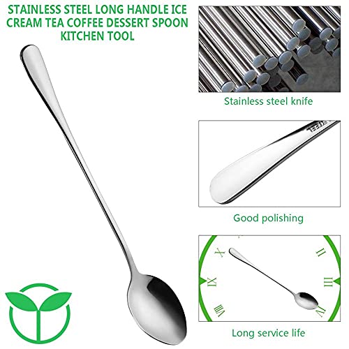 10 Piece Long Handle Iced Tea Spoon (10 Pieces Silver)