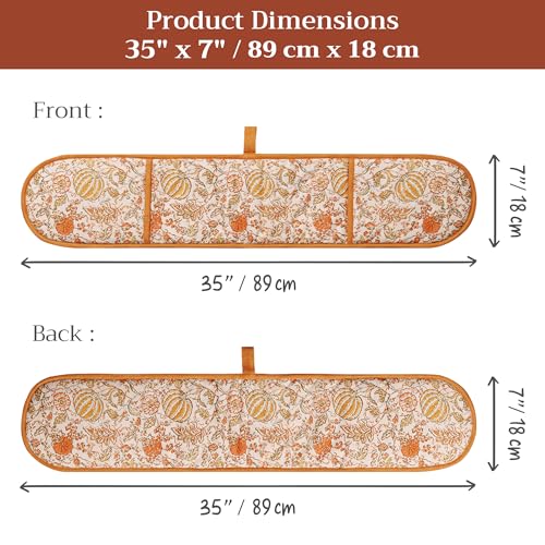 Double Oven Mitts 100% Cotton Double Oven Glove (127 - Pumpkin Spice / 7" x 35" (Double Oven Mitt))