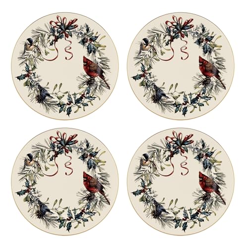 Winter Greetings Porcelain Christmas Salad Plate Set for 4 (Salad Plates, Set of 4)
