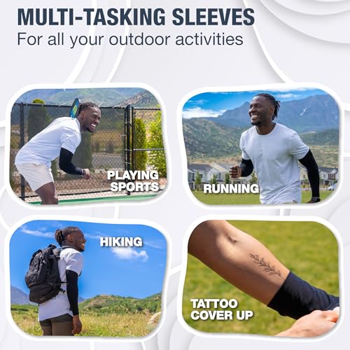 Non Slip Cooling Arm Sleeves for Men & Women (1 Pair: Black / One Size)