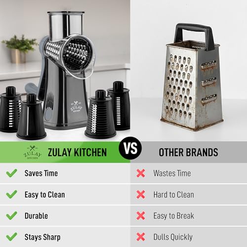 Rotary Cheese Grater Manual Hand Crank 5 Blade Shredder