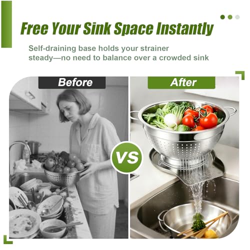 Stainless Steel Colander Set with Handles & Self (3 Sizes Colander Set with Handles & Self-Draining Base)