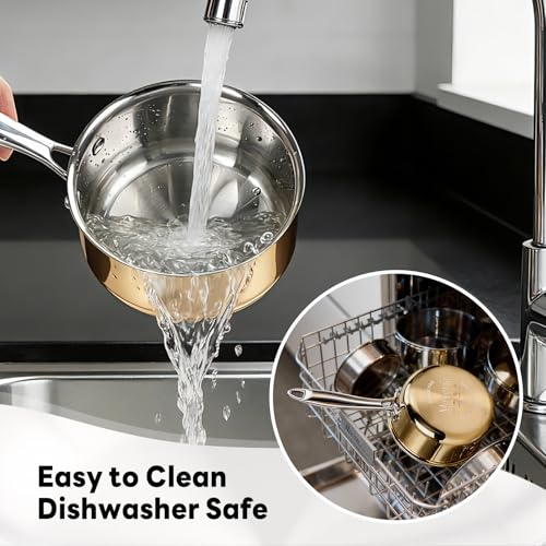 Sauce Pan with Glass Lid (1 QT / Rose Gold)