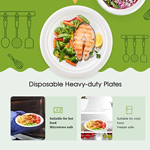 120 Pack Compostable Paper Plates Disposable (9 inch and 7 inch)