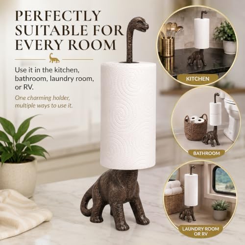 Rustic Dino Paper Towel Holder & Metal Toilet Paper Stand (Rustic Dino)