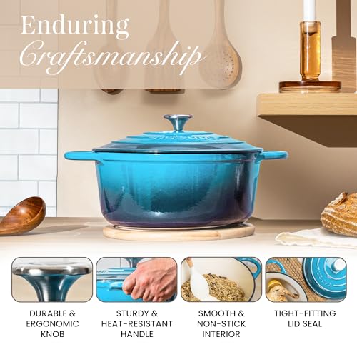 Cast Iron Dutch Oven with Lid (Blue / 7.3-Quart - Deep)