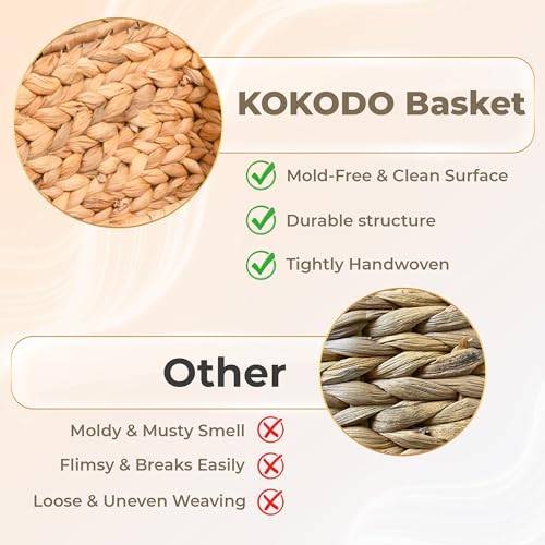 KOKODO Pack of 2 Large 15"L x 11"W Wicker Storage Baskets with Chalkboard (Natural / Large Set 2 15"Lx11"W)