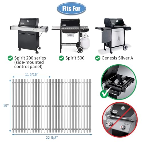 Htanch15inch 7522 Stainless Steel 9mm Cooking Grid Grates for Weber 7523 Genesis Silver A