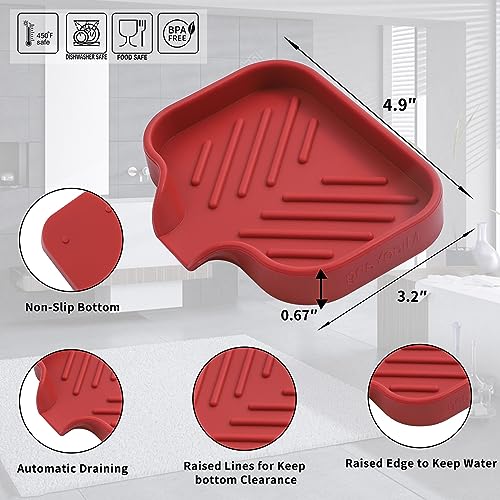 Silicone Soap Dish with Drain Spout (Red / S(4.9"×3.2"))