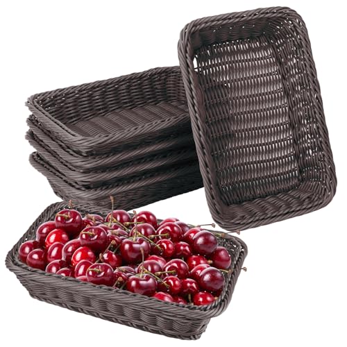 6 Pack 12 Inch Wicker Bread Basket (6 Pack 12 Inch Coffee)