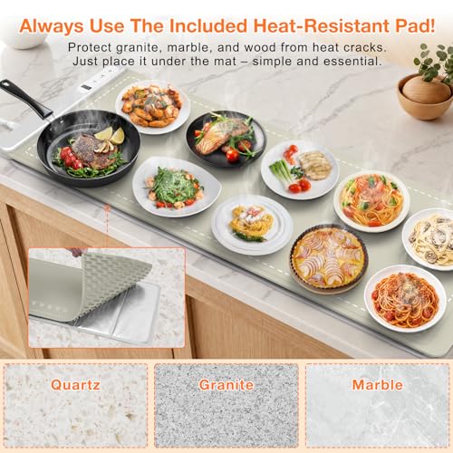 Extra Long Warming Mat for Food (XXX Large Size: 43"x15" / Khaki)