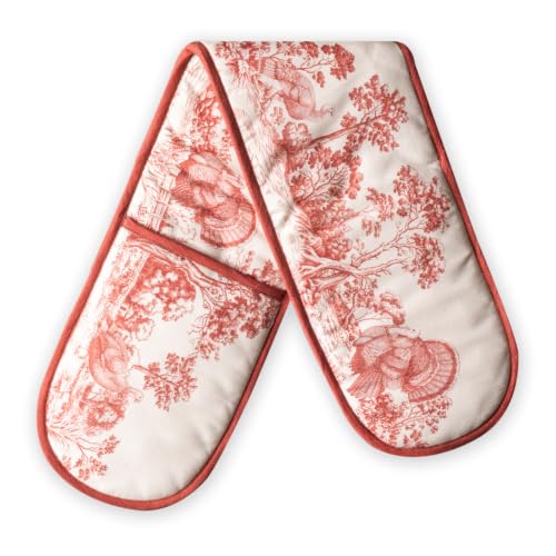 Double Oven Mitts 100% Cotton Double Oven Glove (119 - Holy Jouy - Red / 7" x 35" (Double Oven Mitt))