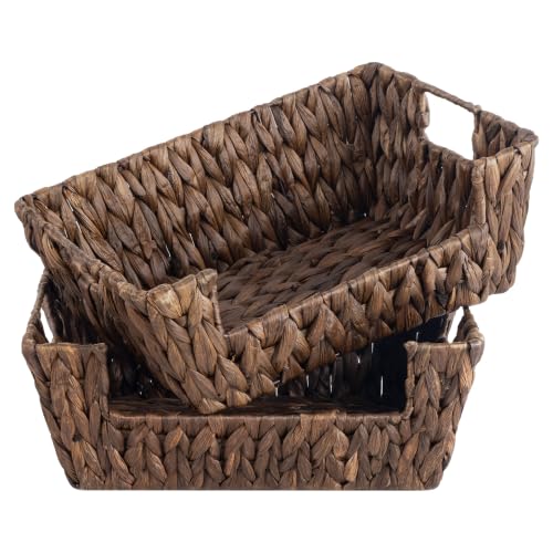 Pantry Baskets for Organizing (Brown(Water Hyacinth) / 13 ½"L x 10 ¾"W x 5"H)