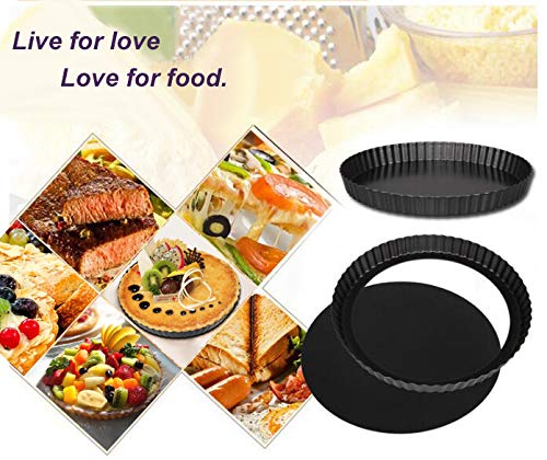 12 Inch Non Stick Tart Quiche Flan Pan Molds Round Removable Loose Bottom Fluted Heavy Duty Pie Pizza Pan (12 Inch)