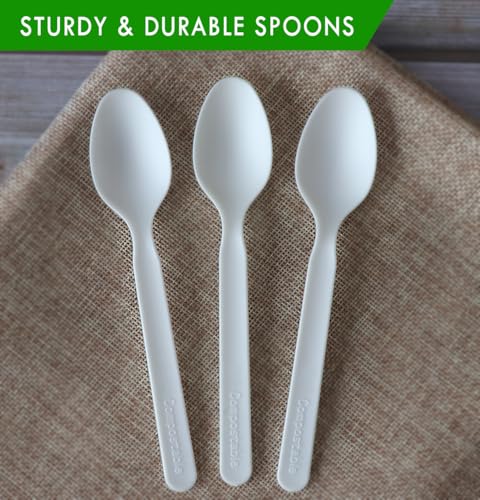 Heavy duty Compostable Spoons (100 Count (Pack of 1) / Spoons)