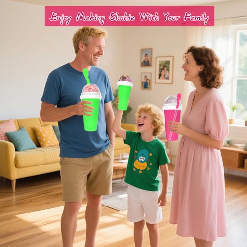 2PCS Slushie Maker Cup (Pink+Green / 350ML)