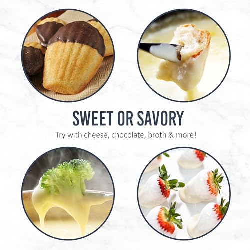 8 Cup Electric Fondue Pot Set for Cheese & Chocolate (White / 8 Cup)