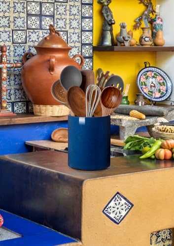 Ceramic Kitchen Utensil Holder for Countertop (Royal Blue)