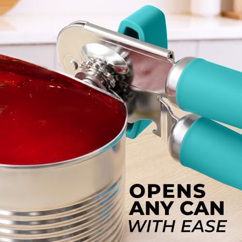 Stainless Steel Swing Open Manual Can Opener Comfortable Grip (Dusty Blue / Swing Open)