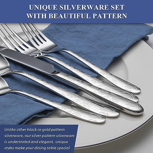 40 Piece Silverware Set Service for 8 (Silver Daisy)