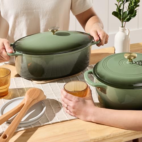 Oval 7.5 Quart Enamel Cast (Deep Olive Green / 7.5qt Oval)
